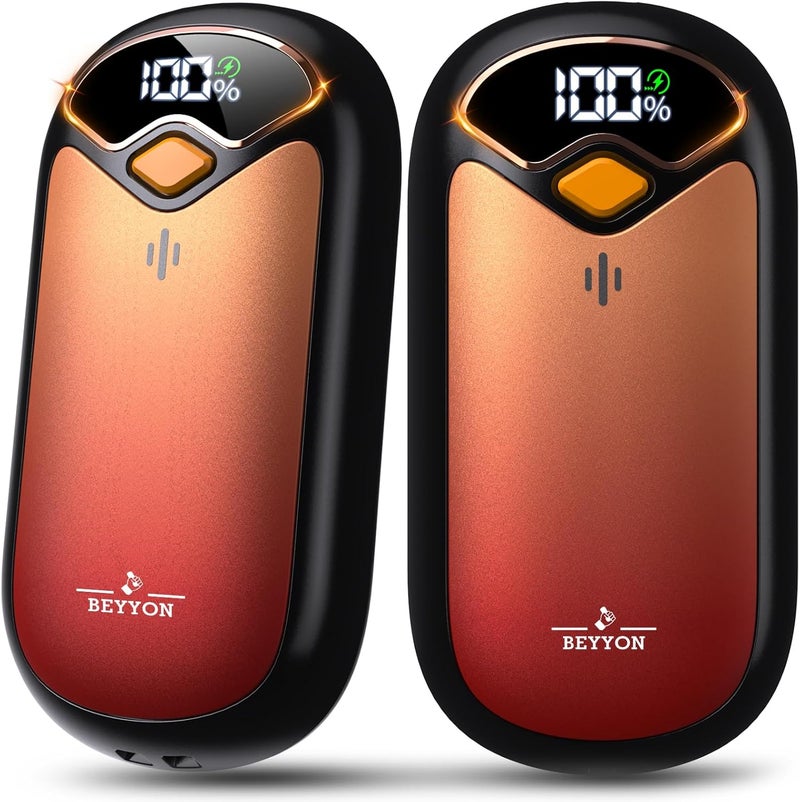BEYYON B Hand Warmers Rechargeable - Electric Hand Warmer Rechargeable 2 Pack, LED Digital Display, 4 Heat Levels Reusable, USB, Magnetic Portable Handwarmers for Golf/Camping/Hunting, Gift for Women, Men - Image 1